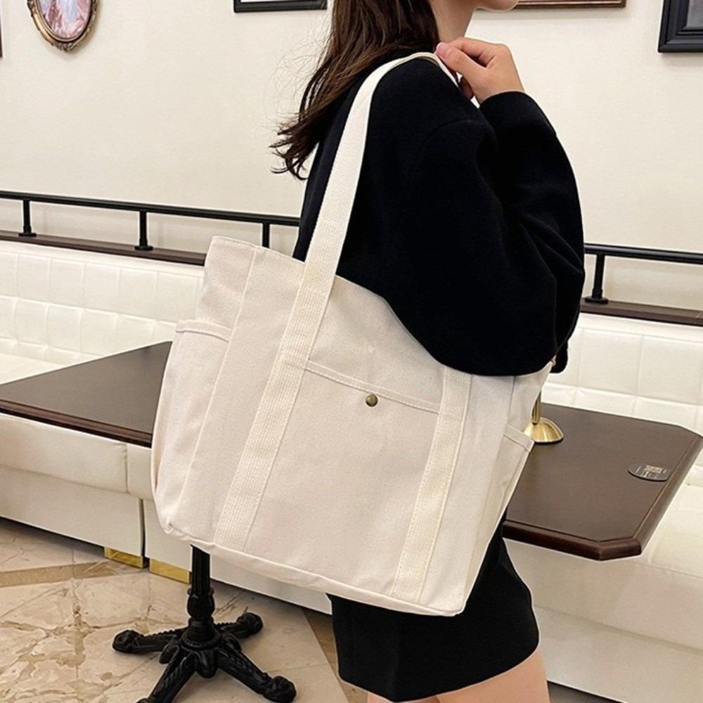Korean Style Shopping Handbag Large Capacity Cloth Shoulder Bag Simple Canvas Tote Bag Women