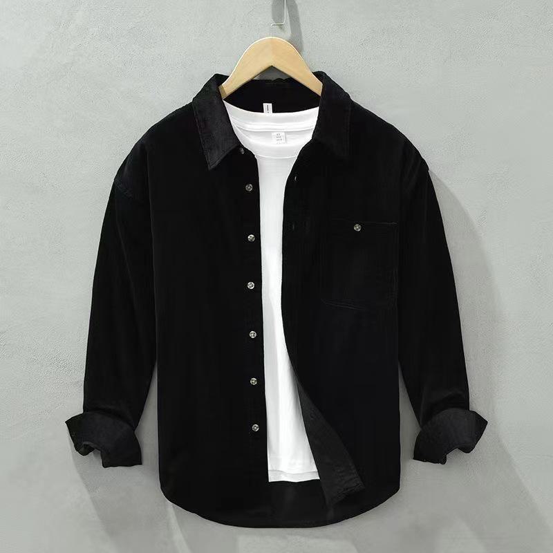 Men's Retro Corduroy Long-Sleeved Shirt Jacket - Casual, Loose Fit, All-Match for Spring and Autumn