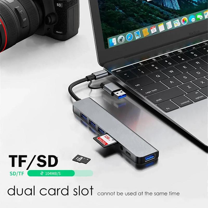 8 In1 USB C Hub Expander Multiport Adapter Type C Splitter Dock SD Card Reader For Samsung PC Tablet Fast Data Transfer Charging