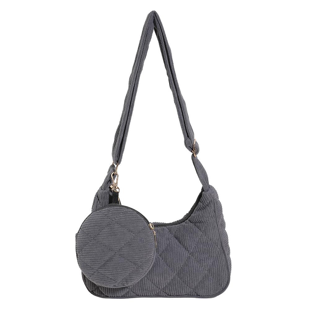 Women Corduroy Handbag with Coin Purse Vintage Shoulder Bag Female Fashion Tote Bag Casual Solid Color Armpit Bag Hobo Bag 2024