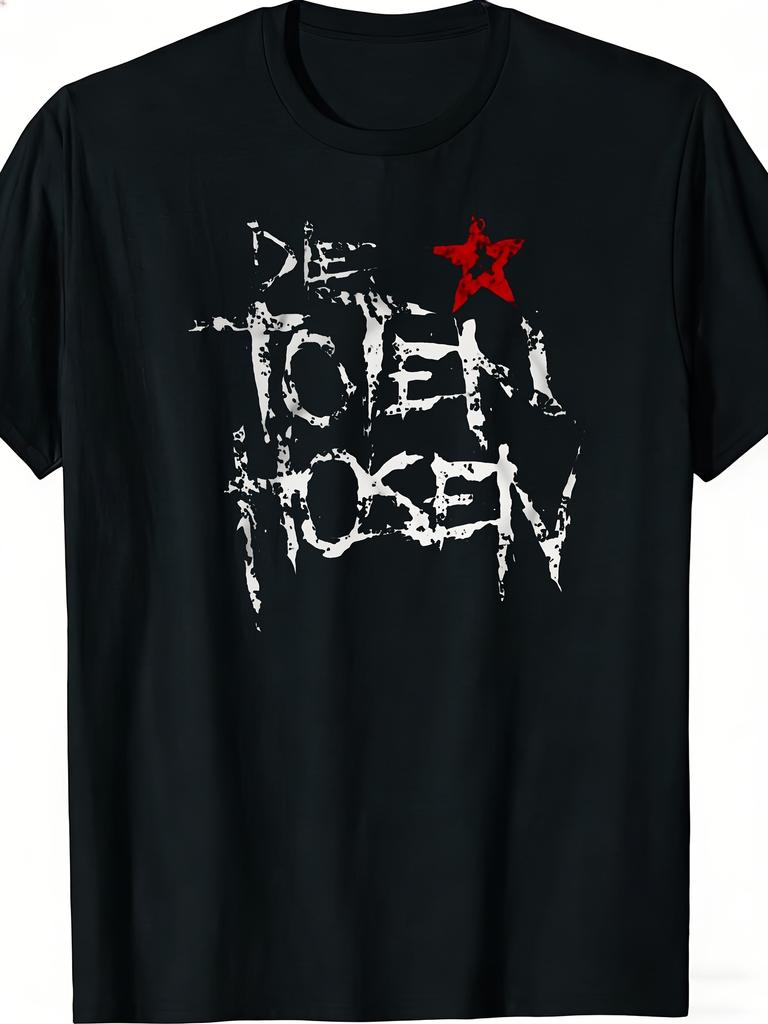 2026 New The Dead Tshirt Bold White Graffiti Print With Red Logo Comfortable And Versatile Casual Tshirt Music Collectible