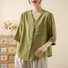 Xiaofu Sommer-Oberteil für Damen mittleren Alters im neuen chinesischen Stil mit kurzen Ärmeln