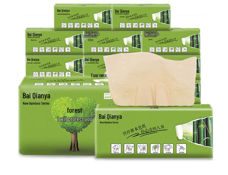 Baixiangya Bamboo Pulp Natural Color Facial Tissue, 420 Sheets, Large Household Pack