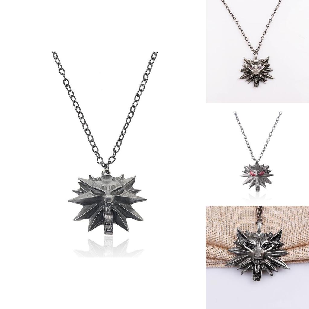 The Witcher Alloy Wolf Head Necklace With Zinc Alloy Chain For Men And Women