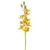 Yellow Artificial Cymbidium Orchid Stem, Faux Orchid with Blooms & Buds, Fake Flower for Home Vase Decor