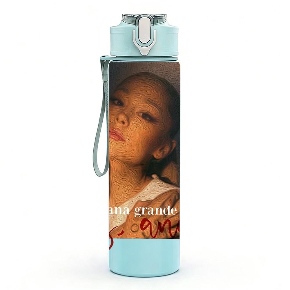 1PC Female Portrait A 750ml Sports Water Bottle Leakproof Straw Lid Outdoor Office Home