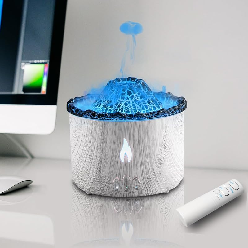 300ml Essential Oil Diffuser, Volcano Flame Aromatherapy Diffusers Fragrant Humidifier Vaporizer with Remote Control, Night Lights, Timer Auto Off
