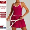 Womens Color-Block Tennis Dress With Built-in Shorts Quick-Dry Running Skirt Gym Fitness Outdoor Sports