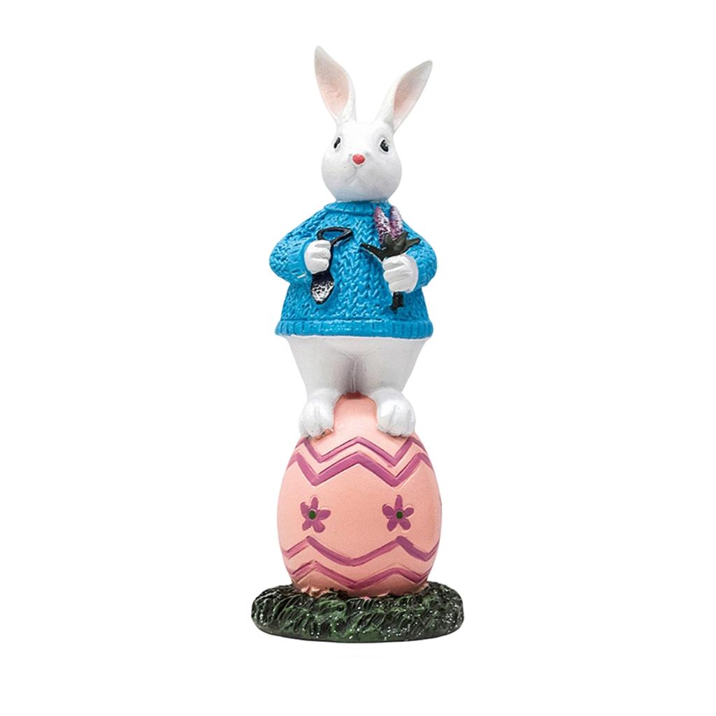 Easter Rabbits Ornament Resin Cartoon Rabbits Easter Egg Home Decoration Ornament