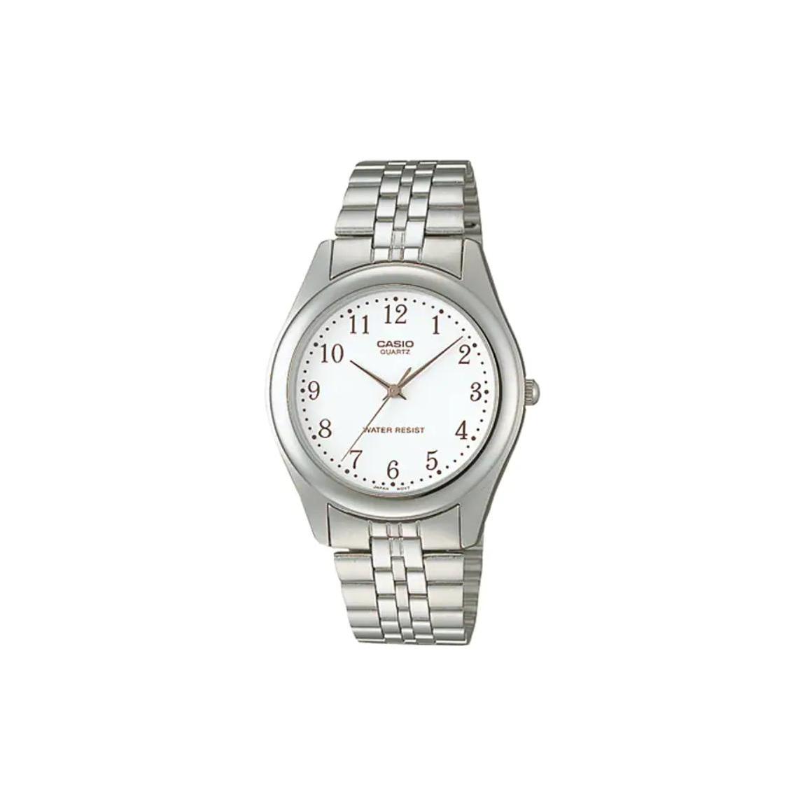 CASIO Men Standard Series White Watch MTP-1129AA-7BJH Silver Strap