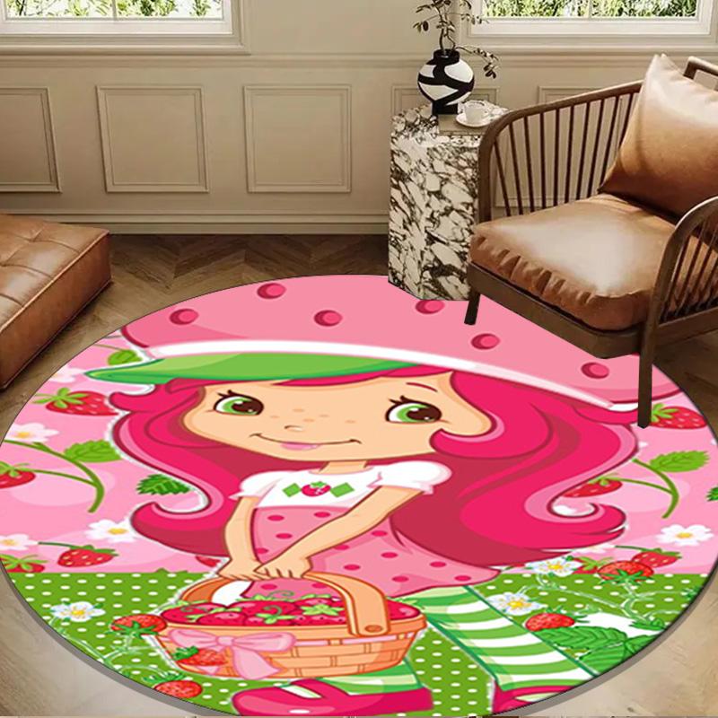 Strawberry Kitten Round Rug for Livingroom,Bedroom, Palyroom, Chair Rug, Area rug, Circle Carpet, Large Size Fan Christmas gift