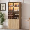 Armadietto da Bagno, Armadietto per Liquori, Vetrina Espositore con Ante in Vetro e Illuminazione 180 CM