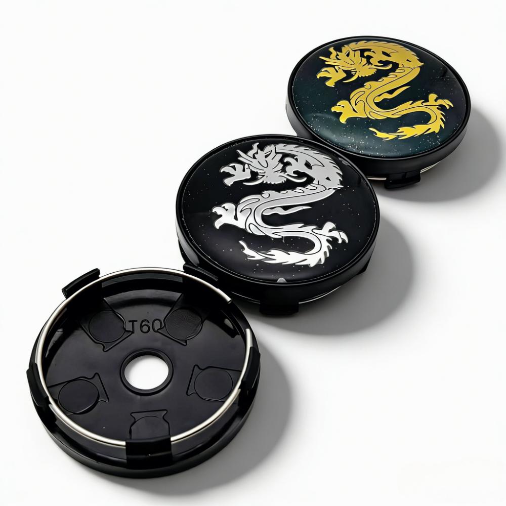 4pcs Dragon Totem Logo Emblem Car Wheel Center Caps 60MM 56MM Wheels Hub Cap Dragons Badge Rim Hubcap Dust Cover Car Accessories