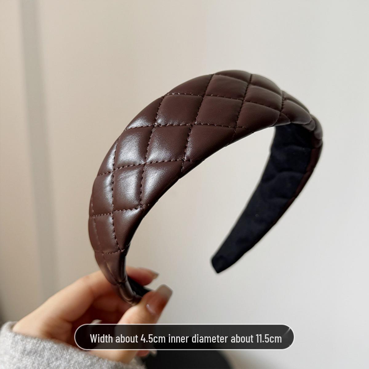 Plaid High-End Leather Headband - French Style Versatile Hair Accessory