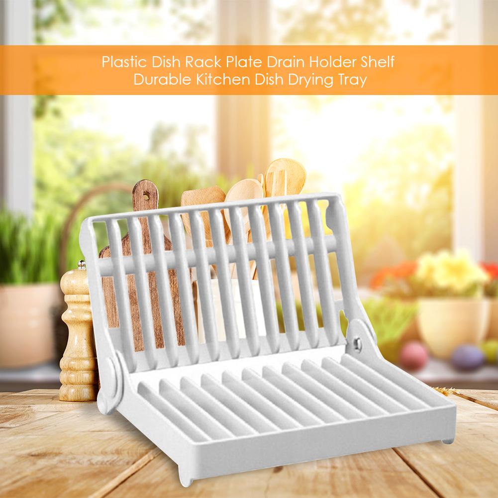Plastic Dish Drying Tray Foldable Plate Drying Organizer Removable Simple Dish Rack for Cup Dish Pot Lid Storage