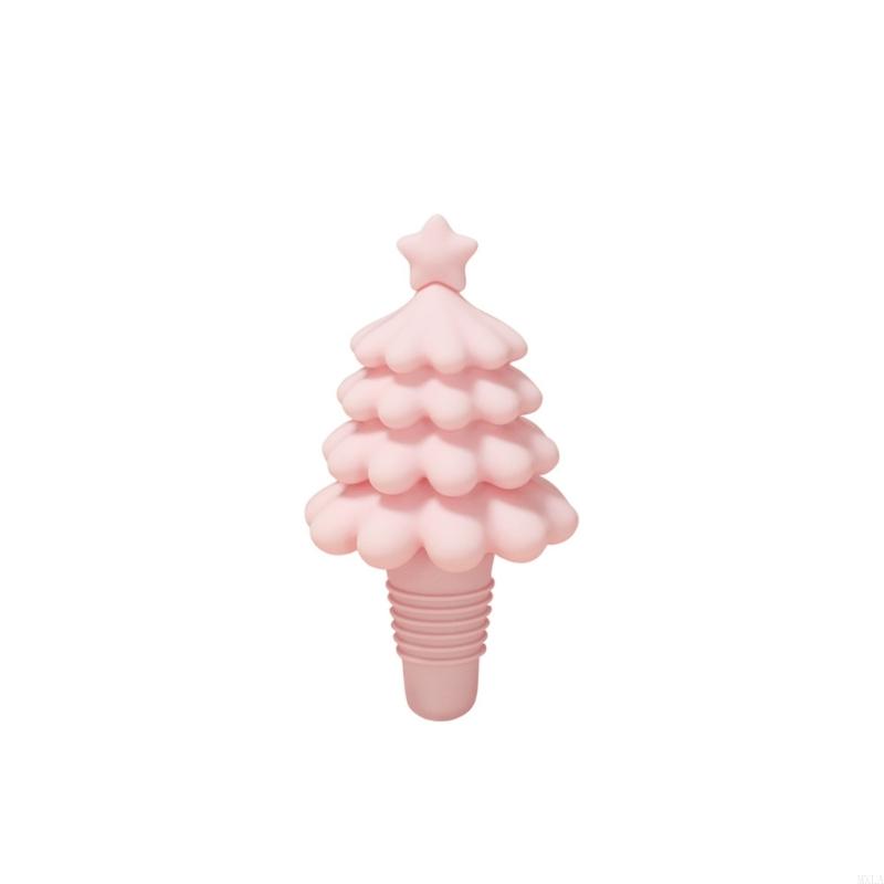 

MXLA Festives Christmas Tree Silicones Wine Stopper Bottle Seal for Holiday Gathering рожевий