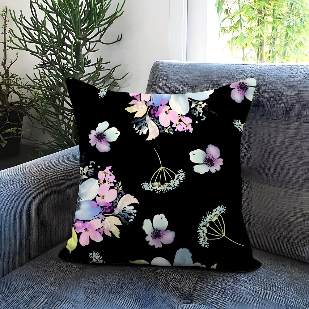 Watercolor Flowers Cushion Cover Comfortable Reversible Pillow Cover Ideal for Car Sofa Bedroom Beyond