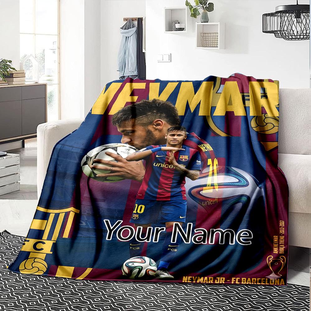 1 Stück Neymar Decke mit individuellem Namen, Geschenk, für Männer und Frauen, Weiche Decke, Gut für Schlafsofa Couch Reisen, Leichte Flanelldecke