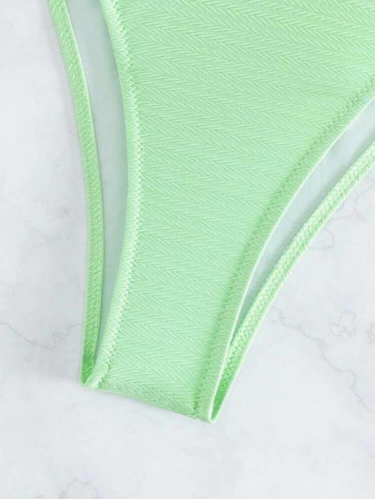 2024 Sexy einfarbiger Neckholder-Bikini mit Kettendetails - Europäische & Amerikanische Damen-Bademode