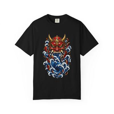 Oni Undertow Japanese Tattoo Art T-Shirt Black Front Print Comfort Colors 1717