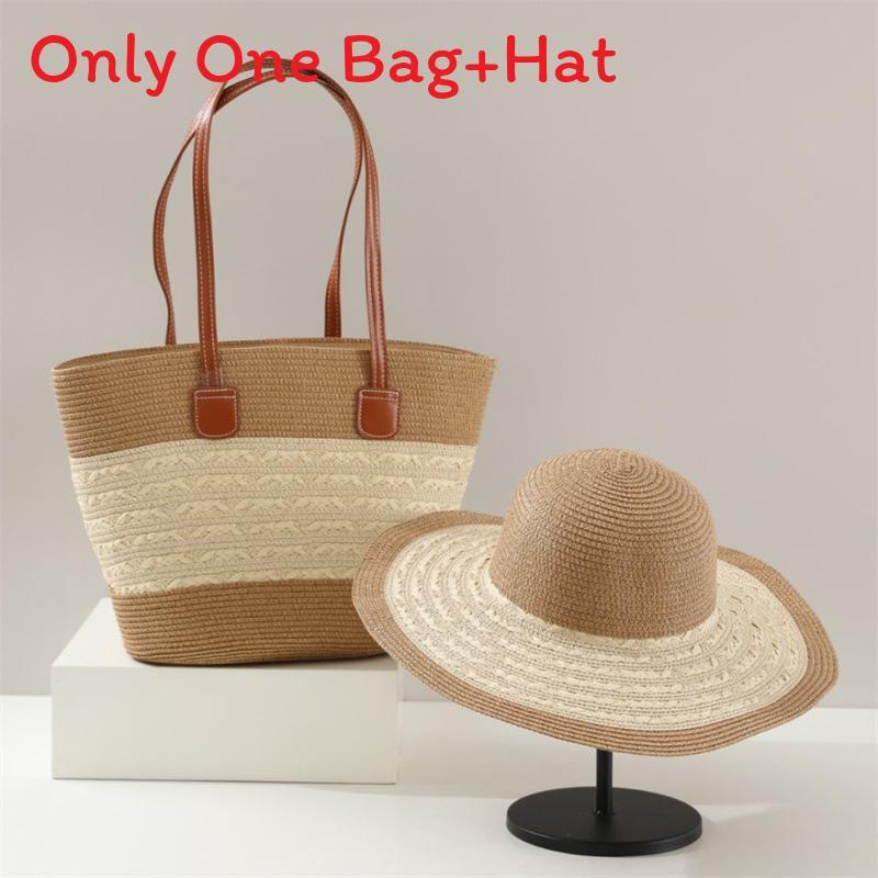 Straw Hat And Bag Set With Sun Protection For Outdoor Travel Casual Summer Adults