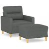Vidaxl Armchair with Footrest, Dark Gray, 60 Cm, Upholstered In Fabric