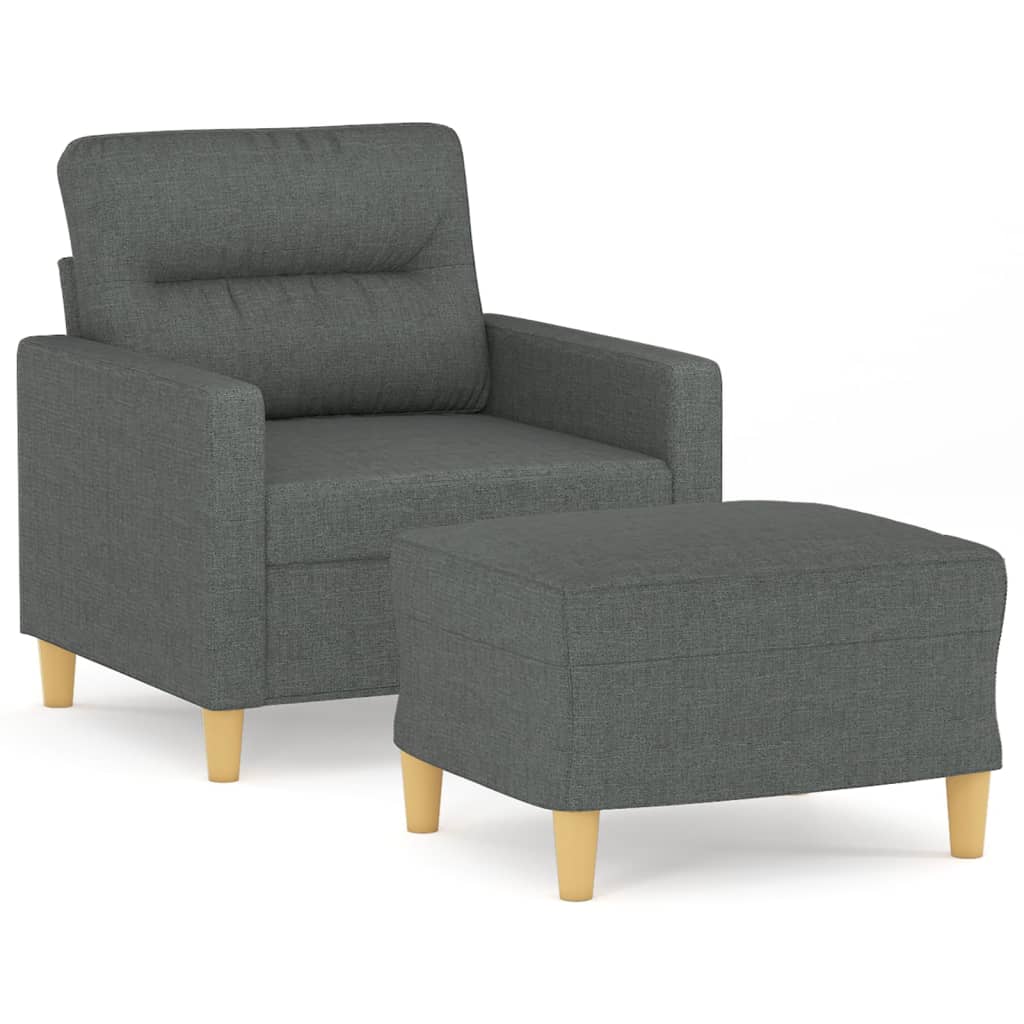 Vidaxl Armchair with Footrest, Dark Gray, 60 Cm, Upholstered In Fabric