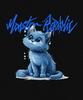 MONSTER REPUBLIC Famous Cat Vivid Blue T-Shirt Black
