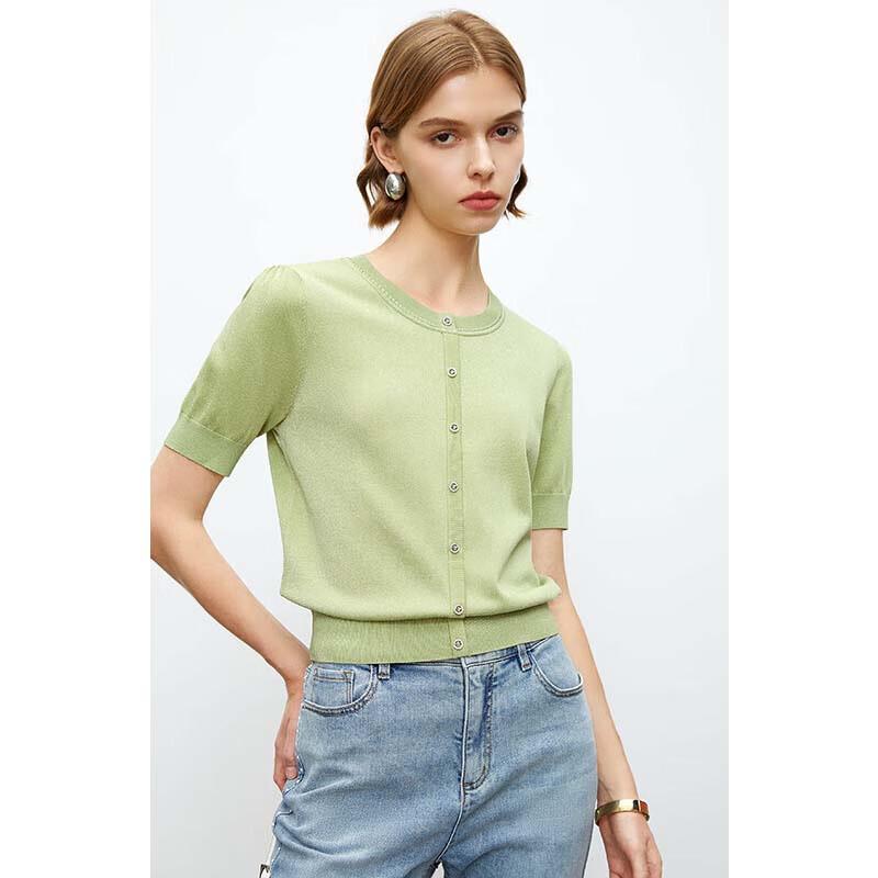JESSIE Simple Commuter Slim Fit Short Sleeve Knitted Top for Women