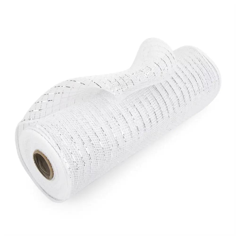 Shiny Christmas Decoration Mesh Ribbon 26cm Colorful Christmas Flower Wreath Mesh Net Handmade Xmas Tree Ribbon Christmas Decor