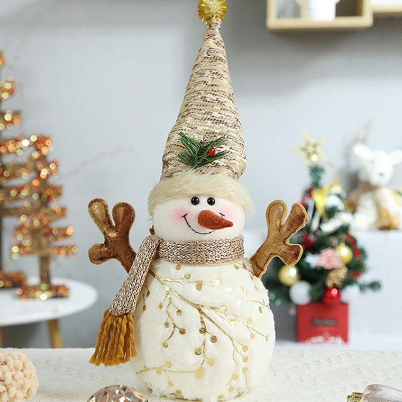 Plush Snowman Decoration Set - Snowman with Pointy/Double Hat - Christmas Decorations, Soft and Festive Table Decorations