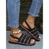 Damskie Plus Size Nowe Letnie Jesienne Płaskie Tkane Casualowe Sandały Jednopaskowe Wygodne