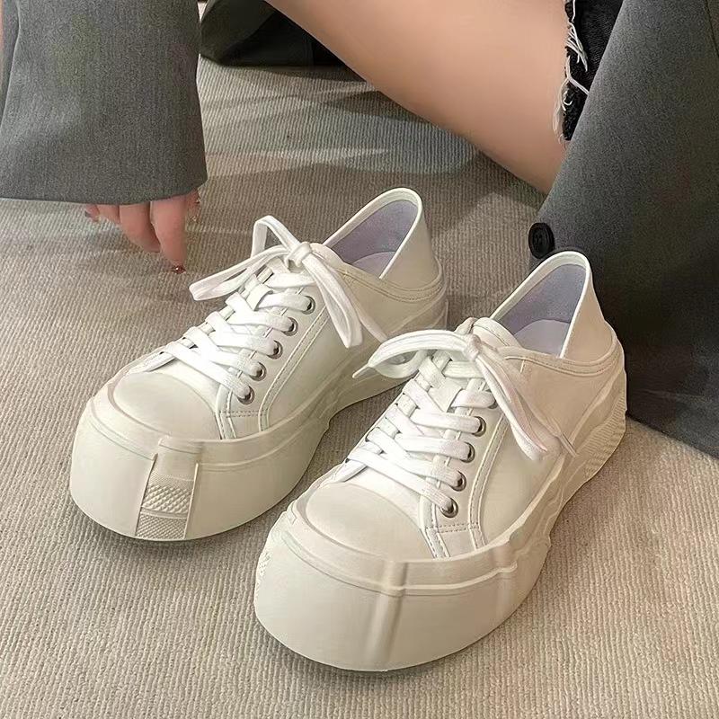 

Туфли нестандартной формы с большим носком на толстой подошве, новые женские туфли для маффинов на шнуровке, уродливые милые кукольные весенние универсальные женские туфли для двух видов одежды