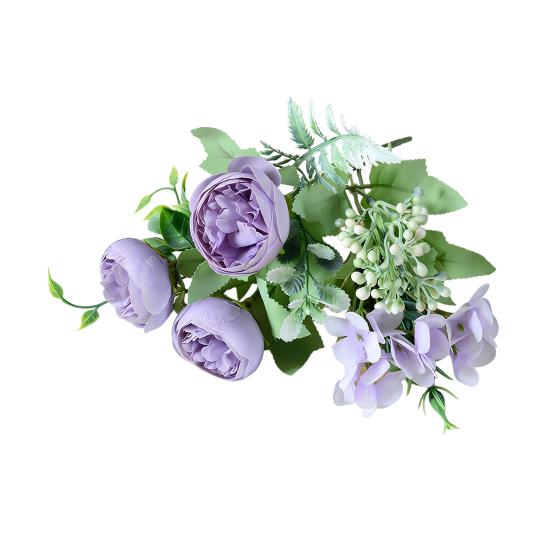 Artificial Peony Flower Bouquet Faux Silk Flower with Hydrangeas And Eucalyptus Leaves for Vase Floral Arrangements Table Centerpiece Wedding Party