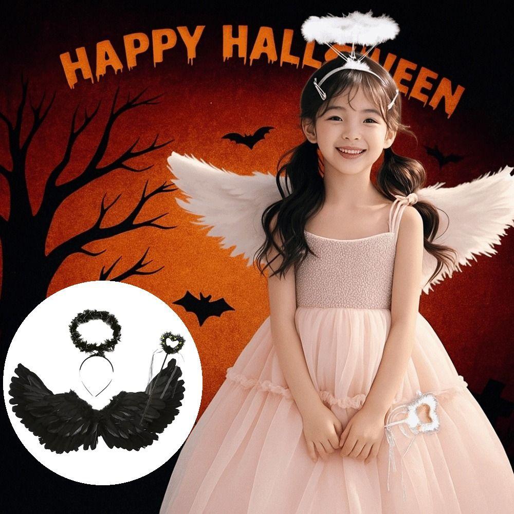 Sweet Feather Wing Hair Band Halloween Cosplay Accessories Demon Feather Wing  Cosplay Dress