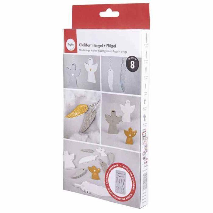 Silicone Mold Angel + Wings, 26x14.5x1cm, 8 Shapes, Box 1pce
