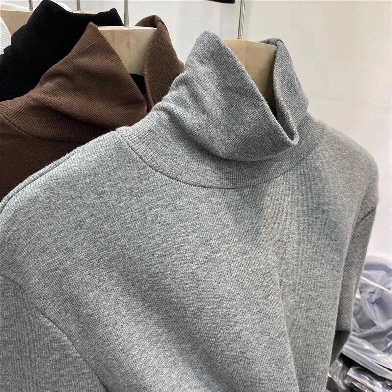 Tricotaj calduroase Camasa de baza cu guler ingrosat de pluș Pulover de dama Top subțire cu mânecă lungă Simplu Casual Nouă modă Toamnă Iarnă