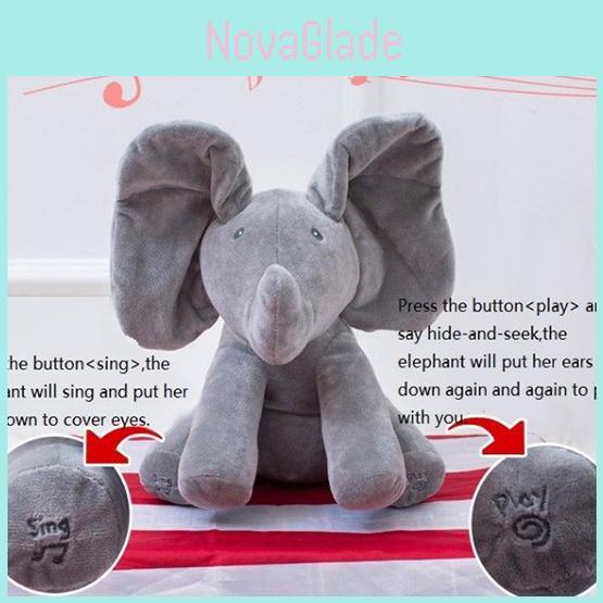 Elephant Hide And Seek Singing Plush Toy With Pp Cotton Filling For Kids Playtime