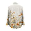 Women's Loose Ruffled Retro Floral Print Stand Collar Long Sleeve Cotton And Linen Top