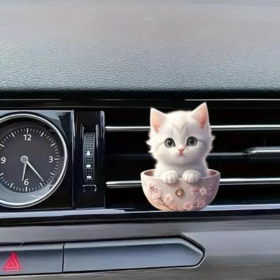Car Air Vent Aromatherapy Air Freshener Cute Kitten Fragrance Diffuser Car Interior Decoration Accessories