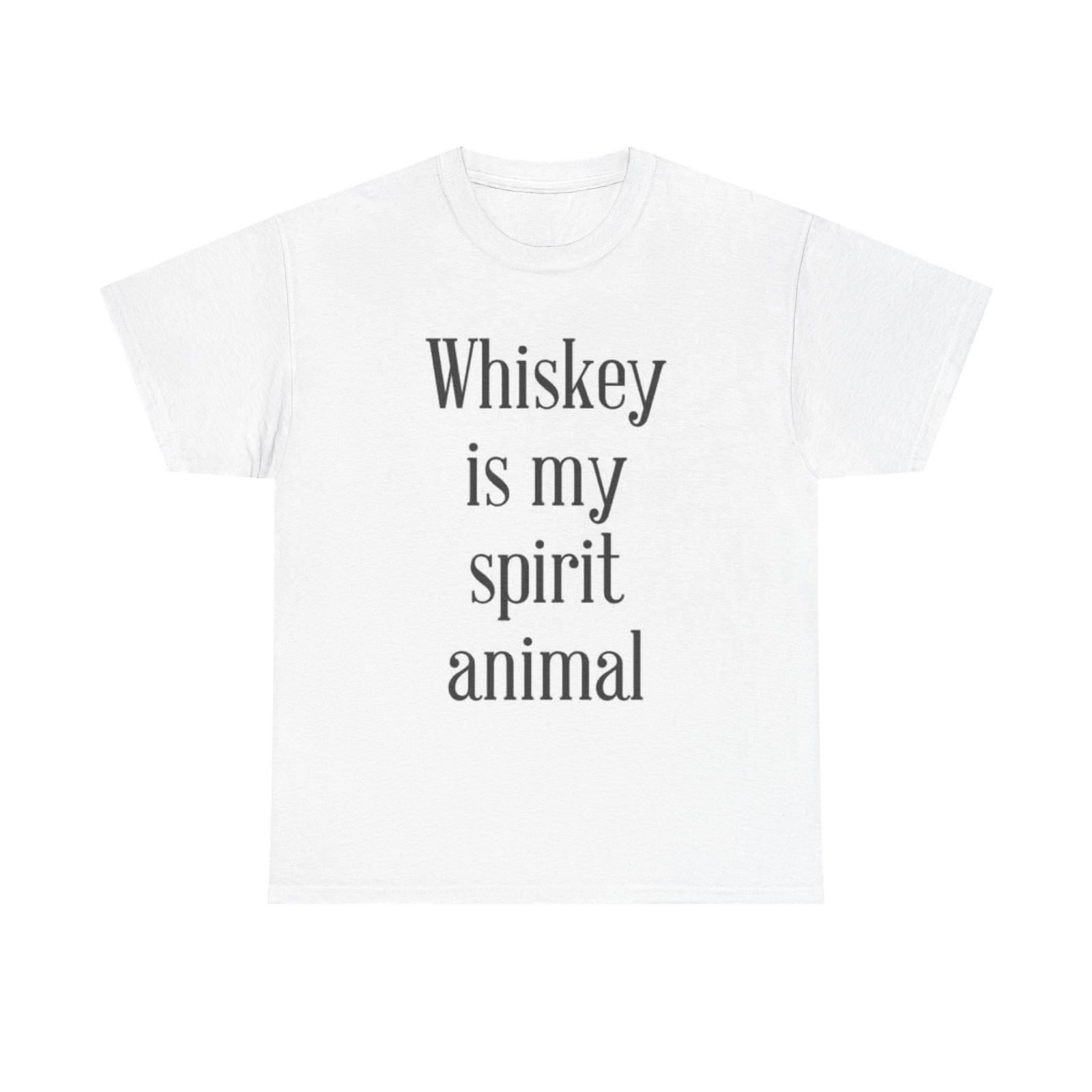 Whiskey Is My Spirit Animal Graphic T Shirt Funny Unisex Heavy Cotton Tee XXL