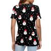 Women's Fashionable Casual Short Sleeve Christmas Print Round Neck Pullover Top