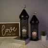 Ramadan Kareem Crescent Dome Lantern Candle Holder Black Metal Islamic Decoration Eid Mubarak Celebration Home Decor