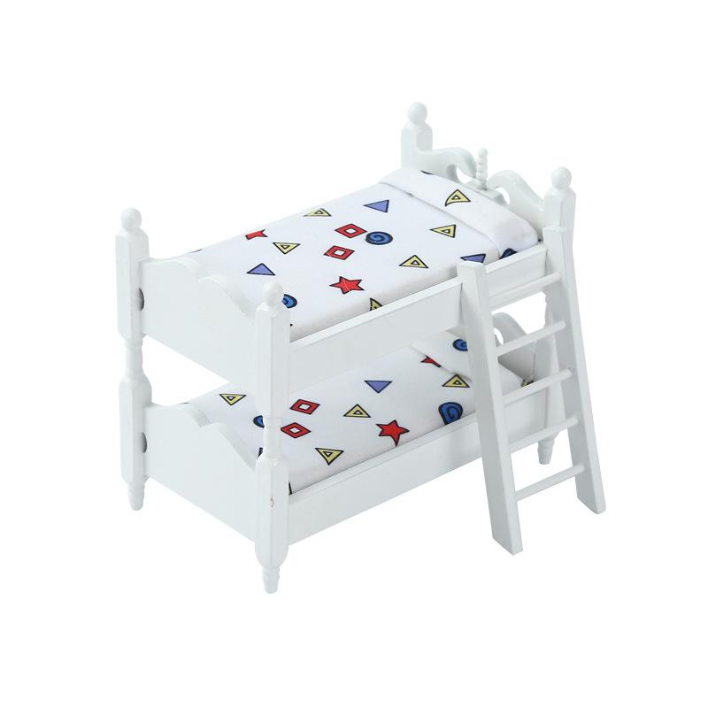 

1:12 Кукольный миниатюрный двухъярусный кровать Игрушка Штабелируемая кровать Мебель Домашняя модель Декор Игрушка Аксессуары для кукольного домика