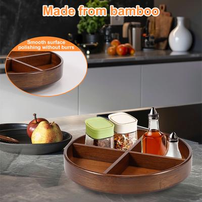 360° Rotating Storage Tray Wooden Lazy Susan Organize Rack Countertop Spice Shelf for Kitchen Snack Food Oil Seasoning Bottle