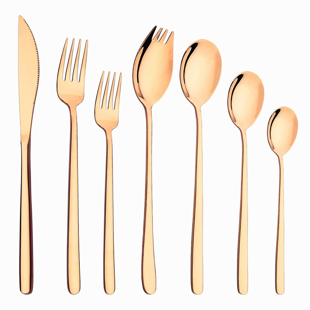 Zrcadlový jídelní set v korejském stylu 18/10 Nerezový příborový set Nůž Vidlička Dezertní lžíce Stříbrné nádobí Bezpečné pro styk s potravinami Příborový set