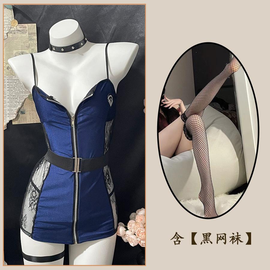 Sex Lingerie Royal Sister Zipper Open Placket Instructor Suit Adult Sex Sexy Uniform Seduction Uniform Suit