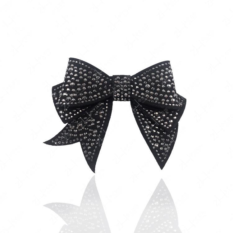Black Bow Rhinestone Bridal Wedding Party Shoes Accessories High Heels Sandals Boots Flats DIY Manual Shining Shoe Decorations