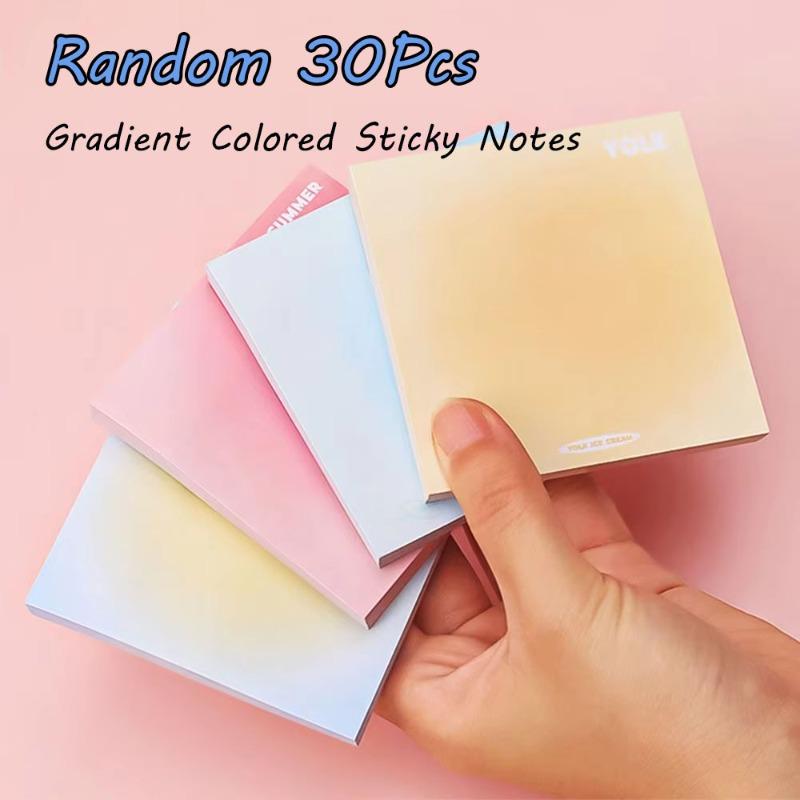 

30Pcs School Office Supply Scrapbooking Writing Paper Notepad Paper Gradient Color Memo Pads Notebook Bookmark Sticky Notes Random style 30Pcs