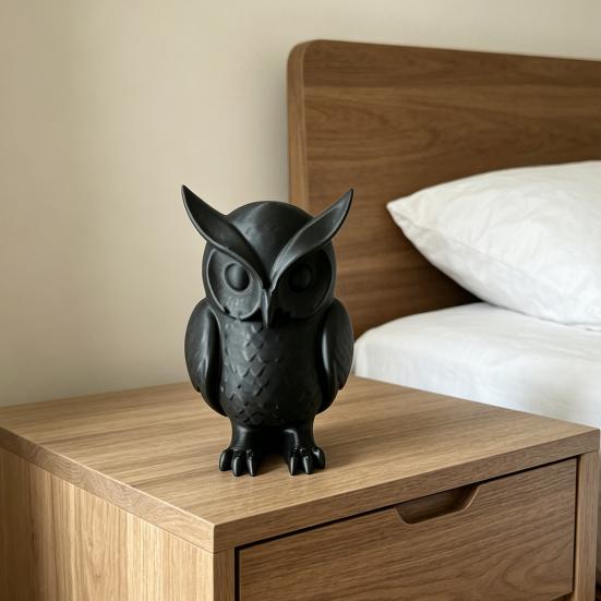 Figura de búho Impresa en 3D Estatua de búho pequeña Animal del bosque coleccionable Adornos de escritorio para decoración de estanterías del hogar y la oficina